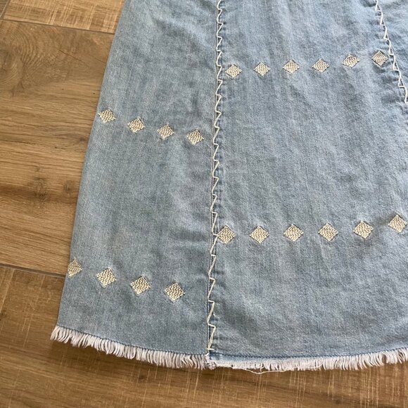 Free People Dress Womens M Denim Lightweight Embroidered Sun Mini Sleeveless - Picture 8 of 11
